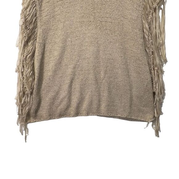 CHICO'S Tarrin Cream/Tan Knit Fringe Poncho Top L/xl - Picture 15 of 16